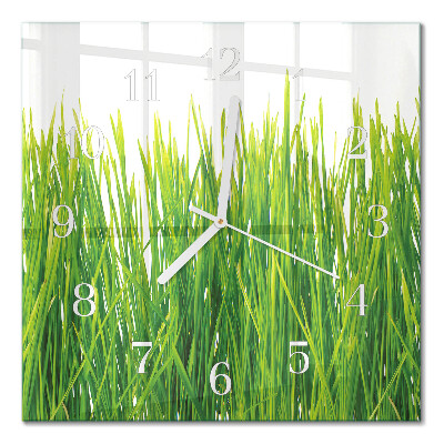 Horloge carrée en verre Herbe