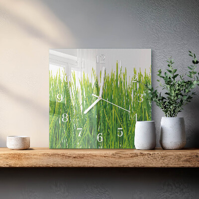 Horloge carrée en verre Herbe