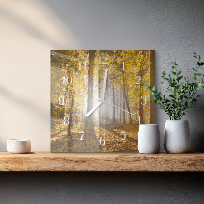 Horloge carrée en verre L'automne en forêt