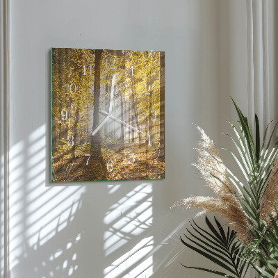 Horloge carrée en verre L'automne en forêt