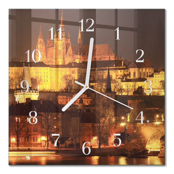 Horloge carrée en verre Prague