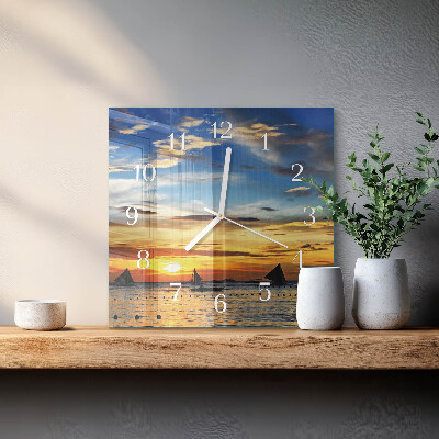 Horloge carrée en verre Coucher de soleil