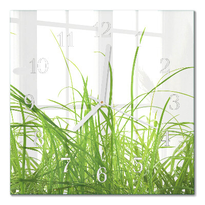 Horloge carrée en verre Herbe