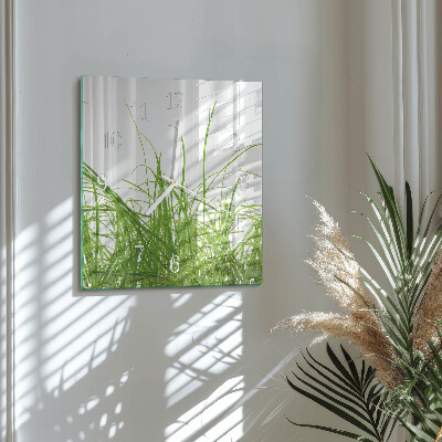 Horloge carrée en verre Herbe