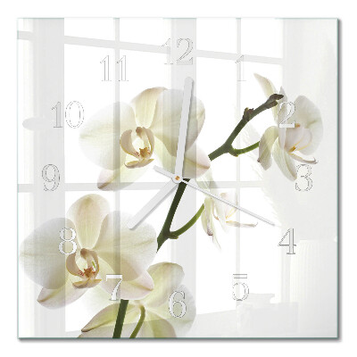 Horloge carrée en verre Orchidée