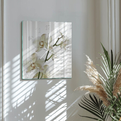 Horloge carrée en verre Orchidée