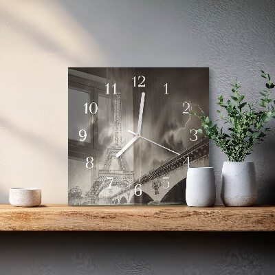 Horloge carrée en verre Paris