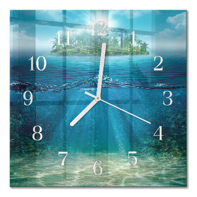 Horloge carrée en verre Fond de la mer