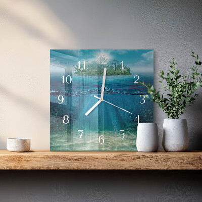 Horloge carrée en verre Fond de la mer