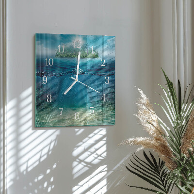 Horloge carrée en verre Fond de la mer