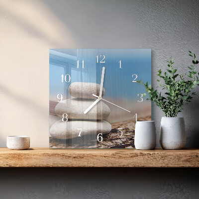 Horloge carrée en verre Pierres