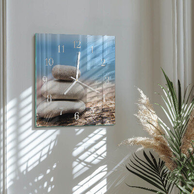 Horloge carrée en verre Pierres