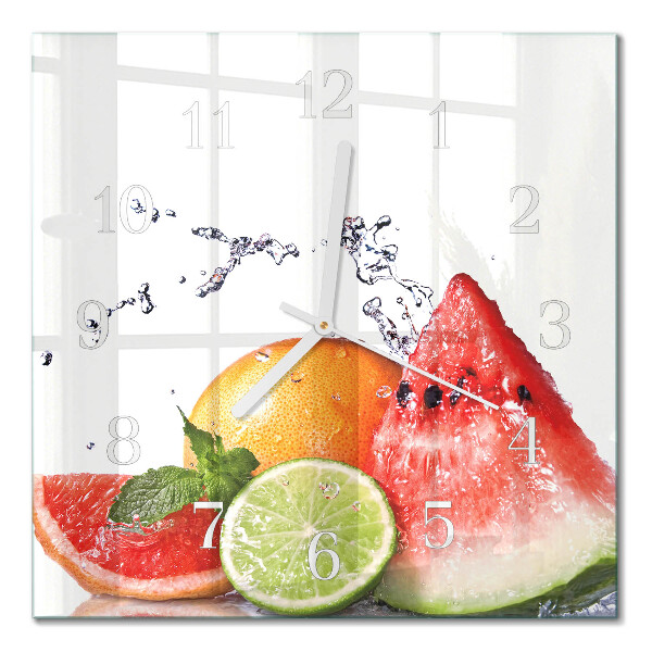 Horloge carrée en verre Fruit
