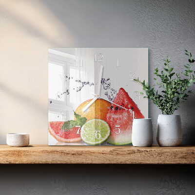 Horloge carrée en verre Fruit