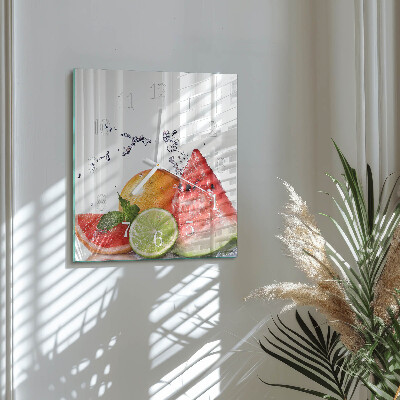 Horloge carrée en verre Fruit