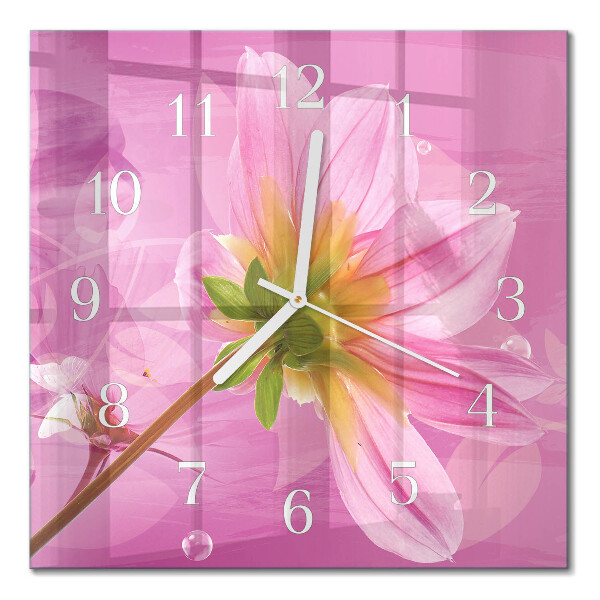 Horloge carrée en verre Fleur