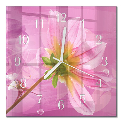 Horloge carrée en verre Fleur