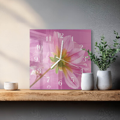 Horloge carrée en verre Fleur