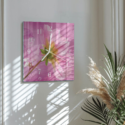 Horloge carrée en verre Fleur