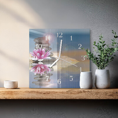 Horloge murale carrée Pierres dans l'eau