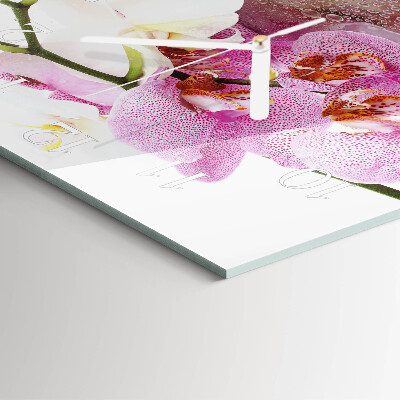 Horloge carrée en verre Orchidée