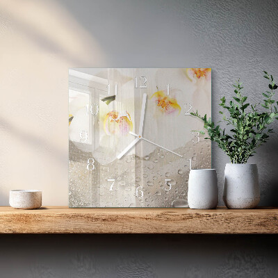 Horloge murale carrée Orchidée