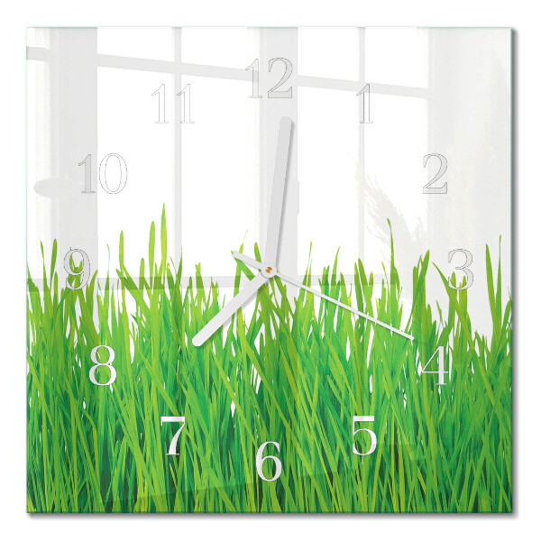 Horloge carrée en verre Herbe