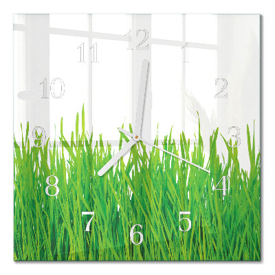 Horloge carrée en verre Herbe