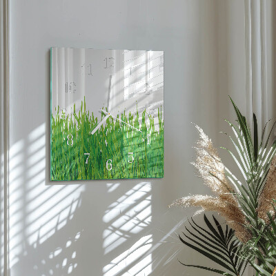 Horloge carrée en verre Herbe