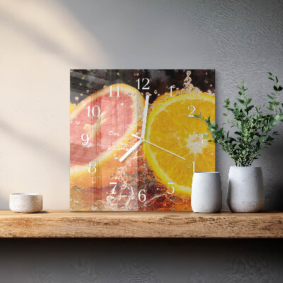 Horloge carrée en verre Fruit