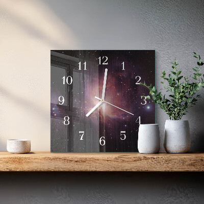 Horloge carrée en verre Cosmos