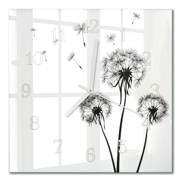 Horloge carrée en verre Pissenlit