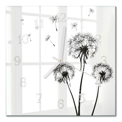 Horloge carrée en verre Pissenlit