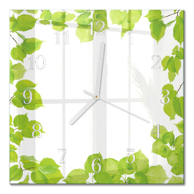 Horloge murale carrée Feuilles