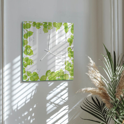 Horloge murale carrée Feuilles