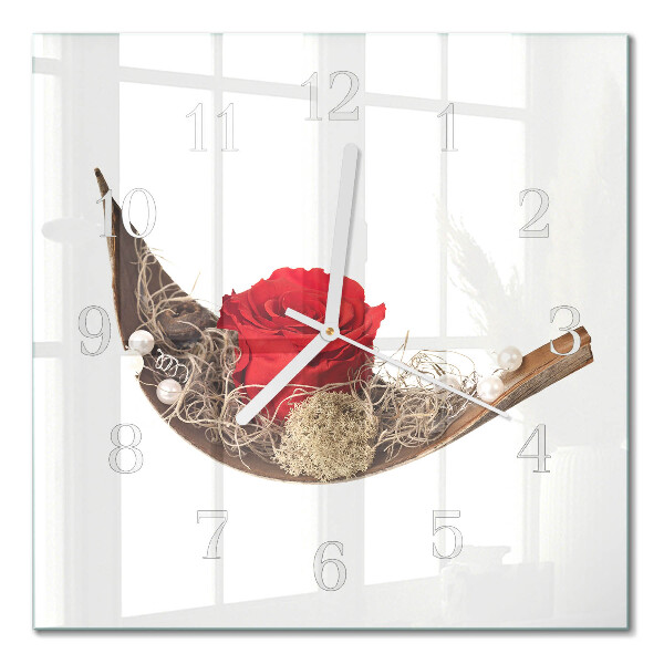 Horloge carrée en verre Rose