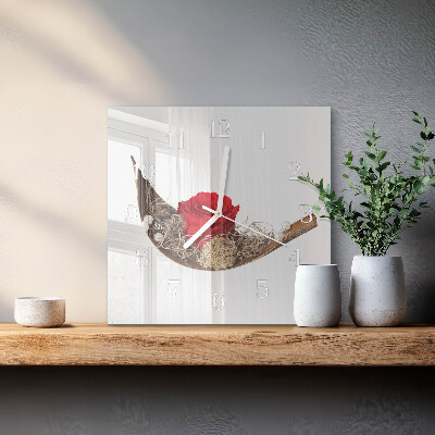 Horloge carrée en verre Rose