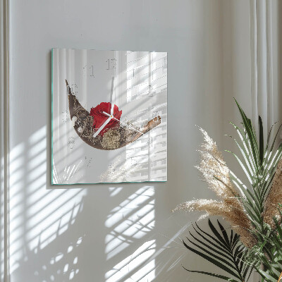 Horloge carrée en verre Rose