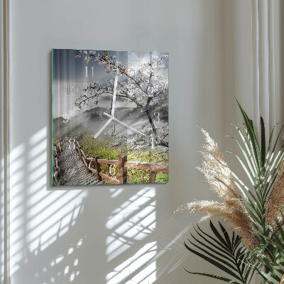 Horloge carrée en verre Printemps