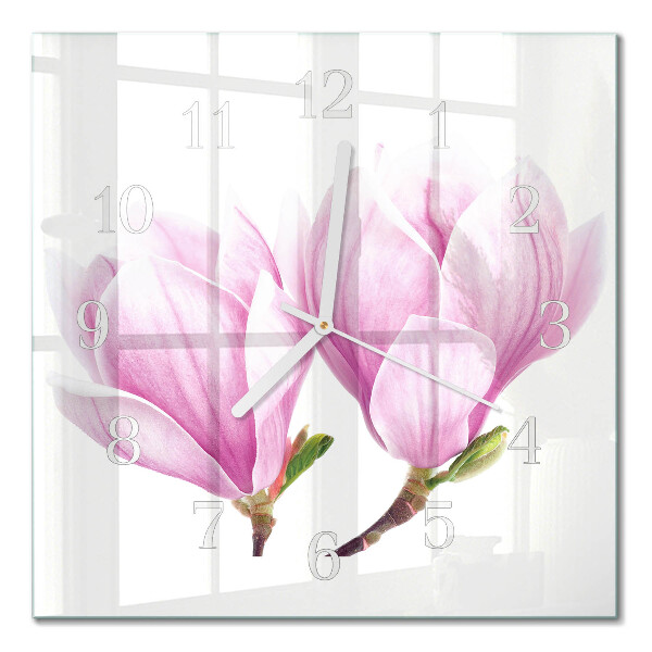 Horloge carrée en verre Magnolia