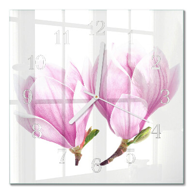 Horloge carrée en verre Magnolia