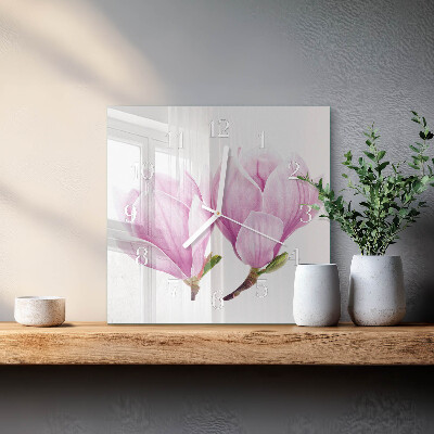 Horloge carrée en verre Magnolia