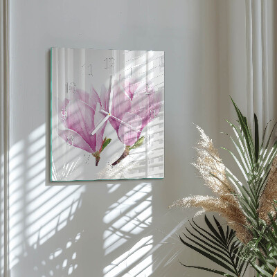 Horloge carrée en verre Magnolia