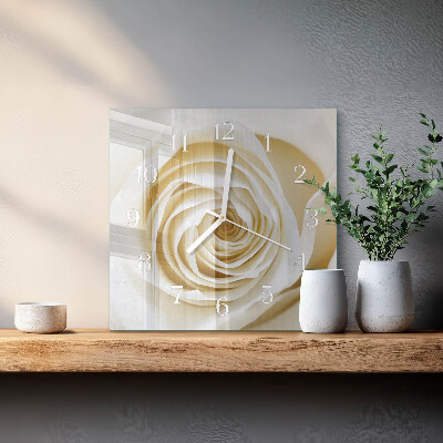 Horloge carrée en verre Rose