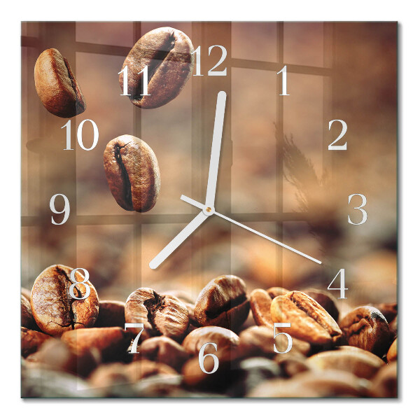 Horloge carrée en verre Café en grains