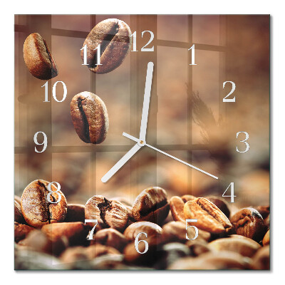 Horloge carrée en verre Café en grains