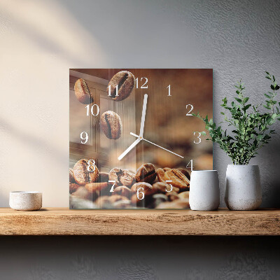Horloge carrée en verre Café en grains