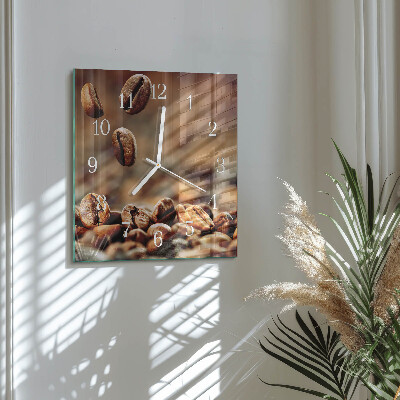Horloge carrée en verre Café en grains