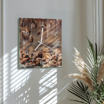 Horloge murale carrée Café en grains