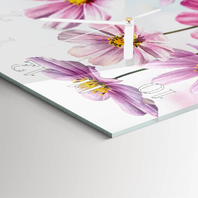 Horloge carrée en verre Fleurs